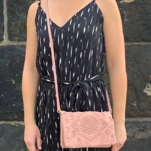 Small Laser Cut Cross Body Clutch - Pink